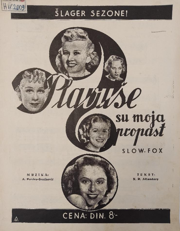 Насловна страна музикалије издате код Јована Фрајта.